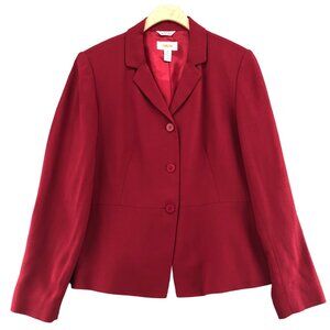 Talbots Blazer Womens 8 Red Wool Blend Button Up Career Office Formal Vintage